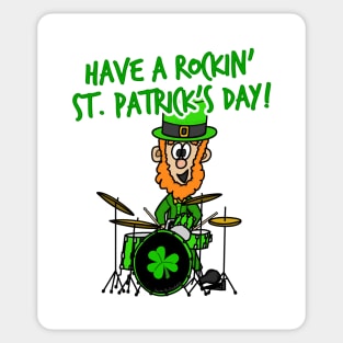 Have A Rockin' St. Patrick's Day Leprechaun Drummer Sticker